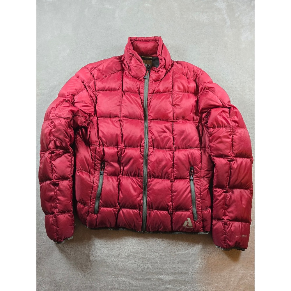 First Ascent Down Puffer Jacket Womens XL Fit L Red Full Zip Quilted EB800 *Read
